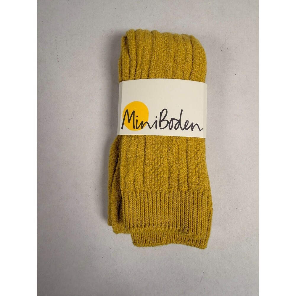 Mini Boden Girls Cable Knit Tights Mustard Yellow Gold Size 4-5 Yrs NWT C0248